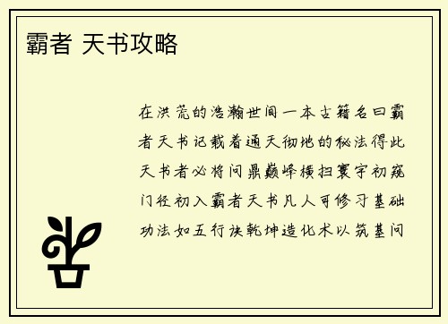 霸者 天书攻略