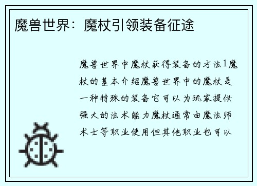 魔兽世界：魔杖引领装备征途